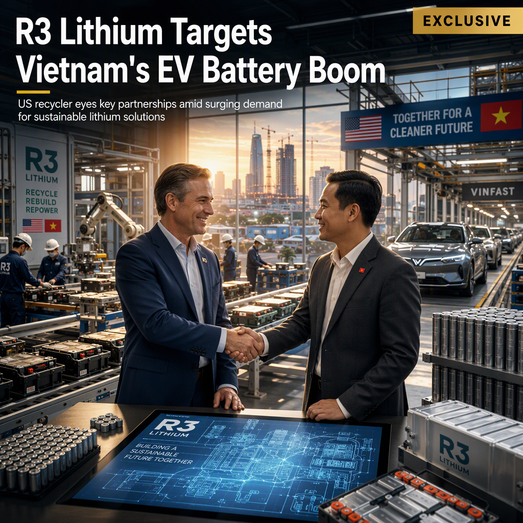 US Lithium Recycler R3 Eyes Vietnam Battery Market Amid EV Boom