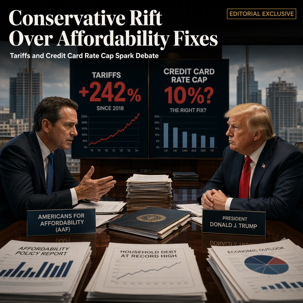 Conservative Group Challenges Trump’s Affordability Plan, Citing Tariffs and Credit Card Rate Cap Concerns