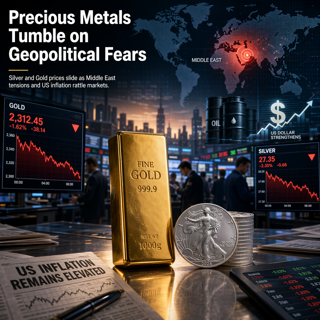 Silver and Gold Prices Retreat Amid Middle East Tensions and Rising US Inflation Expectations