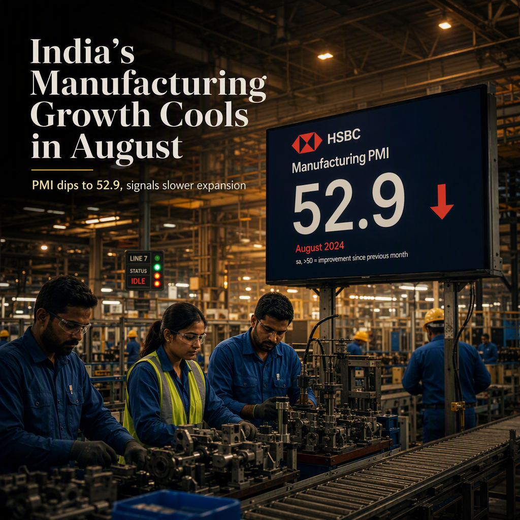 India's HSBC Manufacturing PMI Drops to 52.9 in August, Signaling Slower Growth