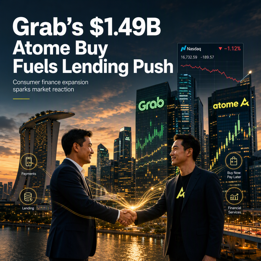 Grab Acquires Atome Financial in $1.49 Billion Deal to Expand Consumer Lending Business