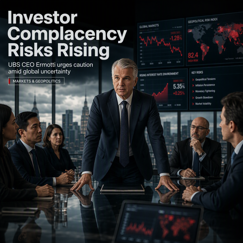 UBS CEO Warns of Investor Complacency Amid Rising Geopolitical and Economic Risks