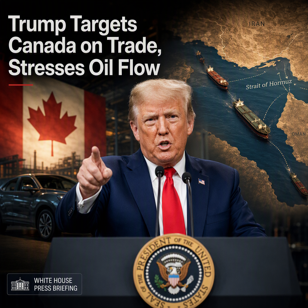 President Trump Criticizes Canada on Trade, Highlights Oil Flow Through Hormuz