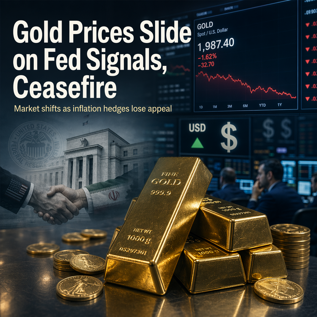 Gold Prices Fall as Fed Hawkishness and US-Iran Ceasefire Weigh on Inflation Hedges