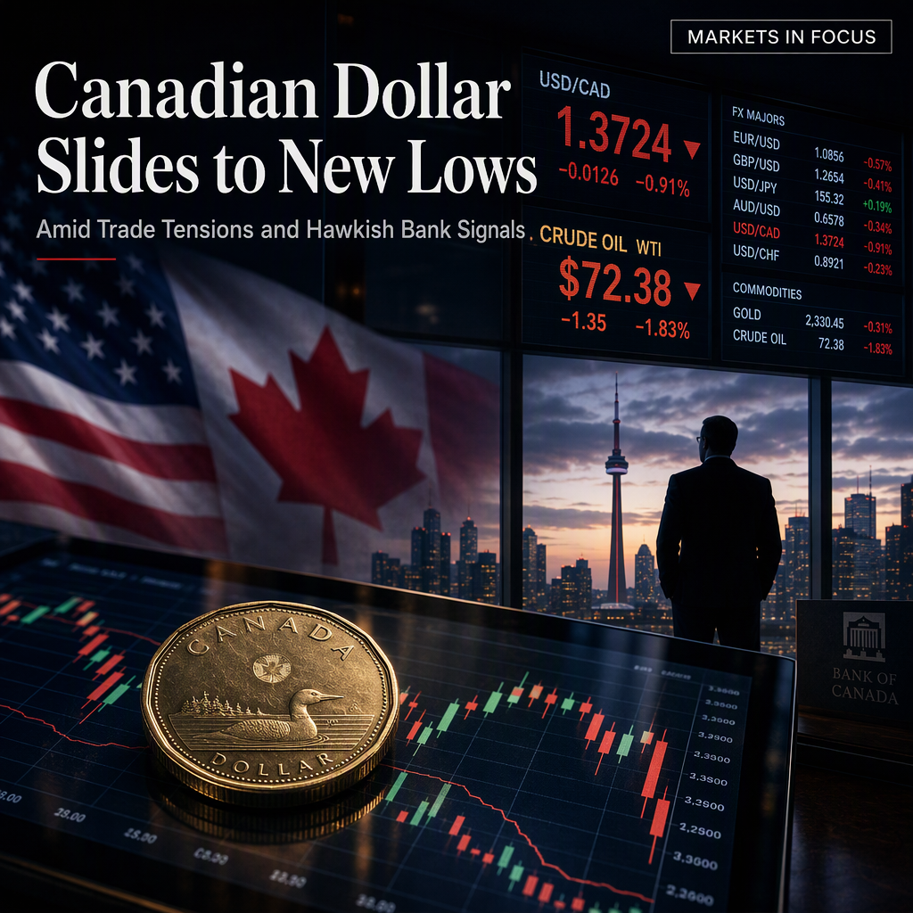Canadian Dollar Hits Fresh Low Amid Trade Tensions and Hawkish Central Bank Signals