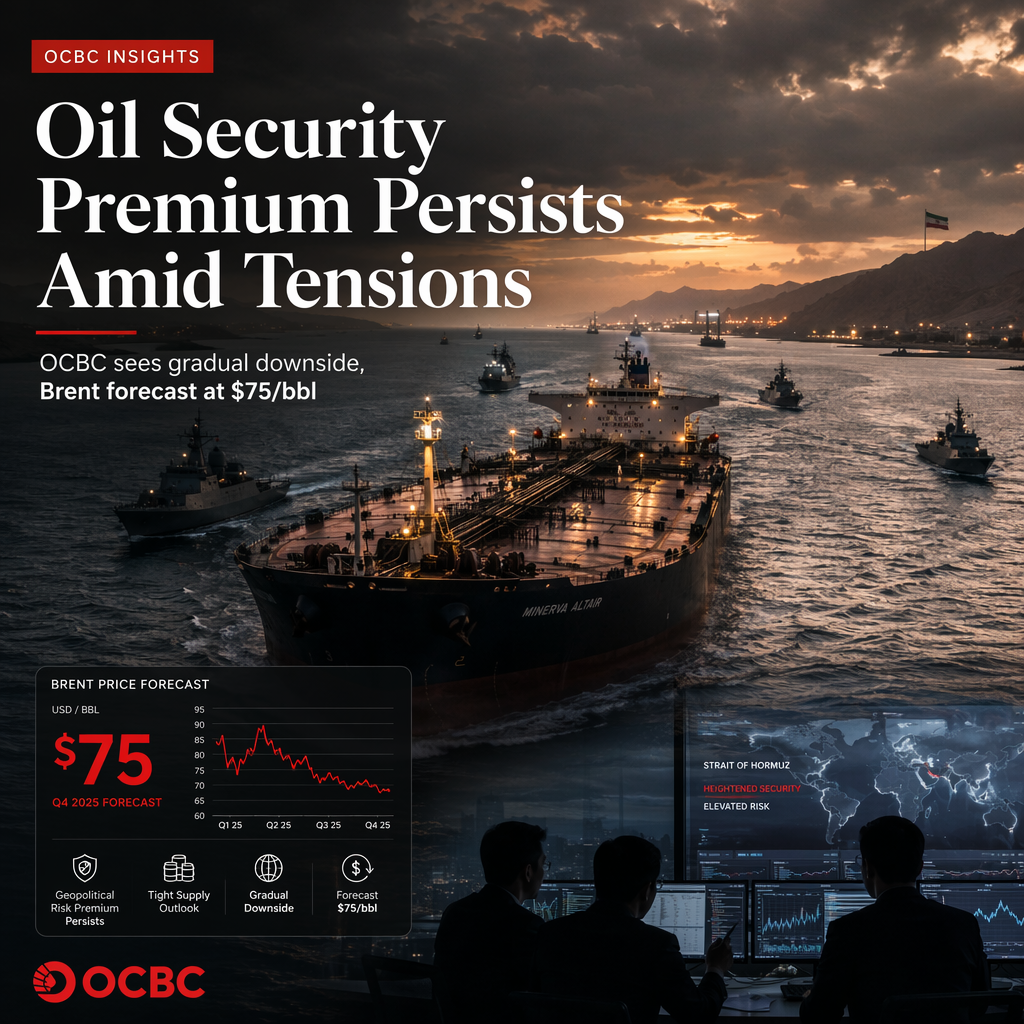Oil Prices Hold Security Premium Amid US-Iran Tensions and OCBC's Gradual Downside Forecast