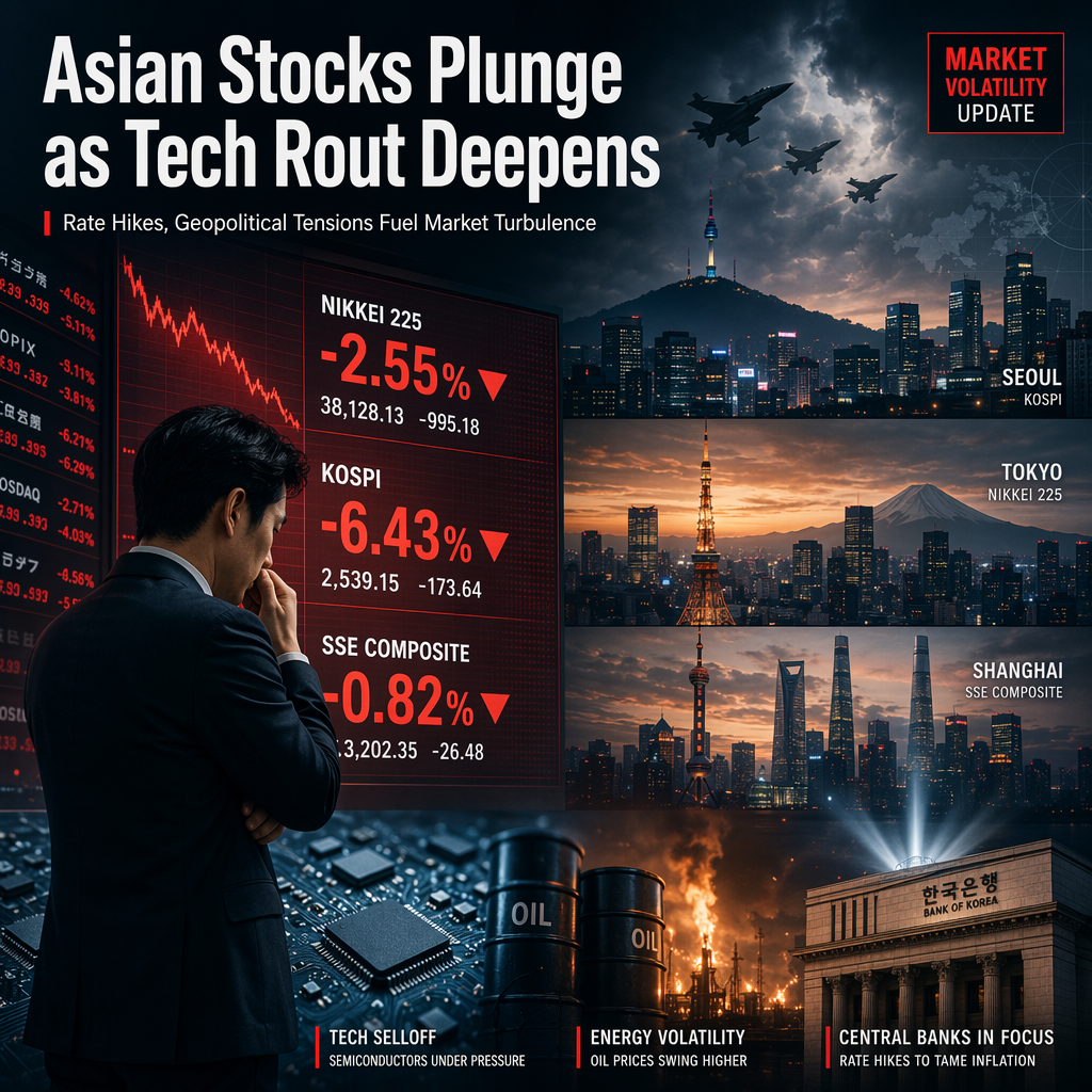 Asian Stocks Slide Amid Tech Sell-Off and Rising US-Iran Tensions; Bank of Korea Hikes Rates