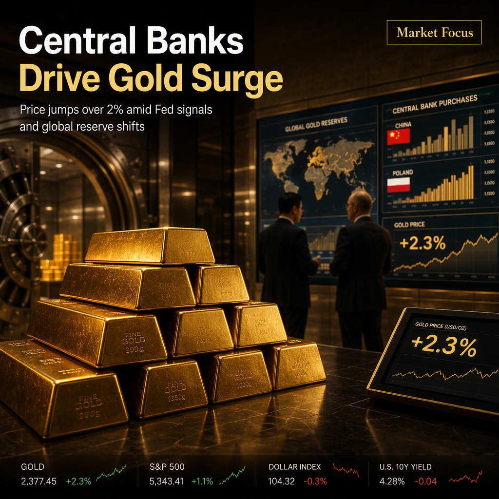 Central Bank Gold Purchases and Fed Comments Propel Gold Prices Over 2%