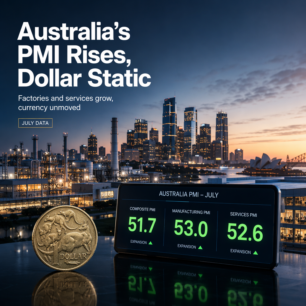 Australia's Manufacturing and Services PMIs Rise in July, AUD Unmoved