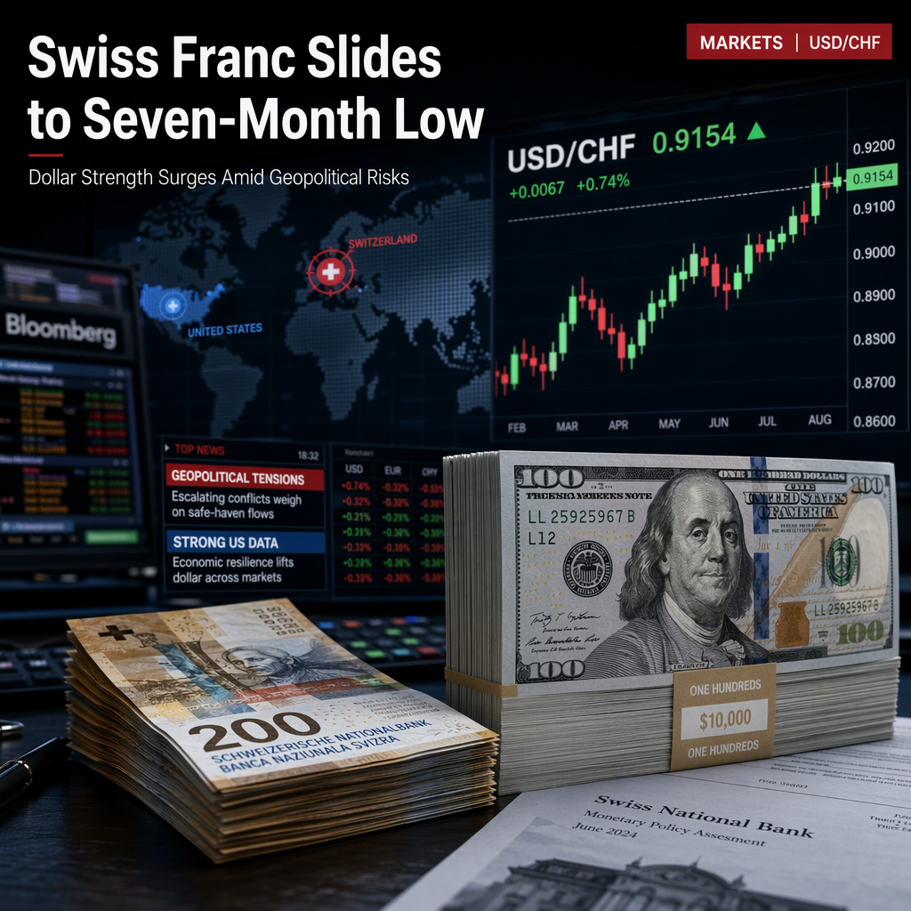 Swiss Franc Hits Seven-Month Low as USD/CHF Rallies on Strong US Data and Geopolitical Tensions