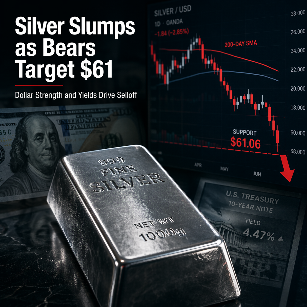 Silver Price Falls Below 200-Day SMA as Bears Eye $61 Amid Strong US Dollar