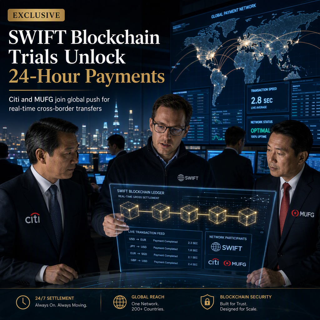 SWIFT Launches Blockchain Ledger Trials with Citi and MUFG for 24-Hour Cross-Border Payments