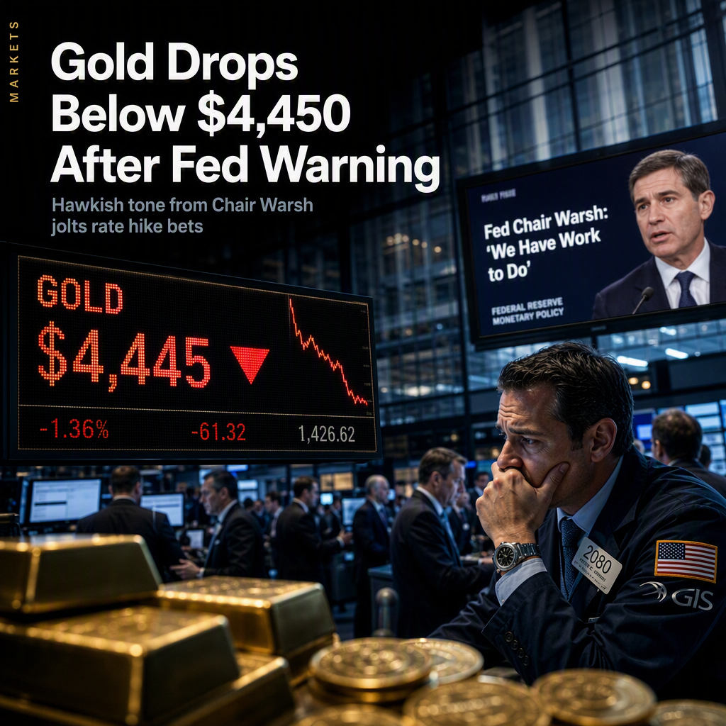 Gold Falls Below $4,450 as Fed Chair Warsh's Hawkish Remarks Boost Rate Hike Bets