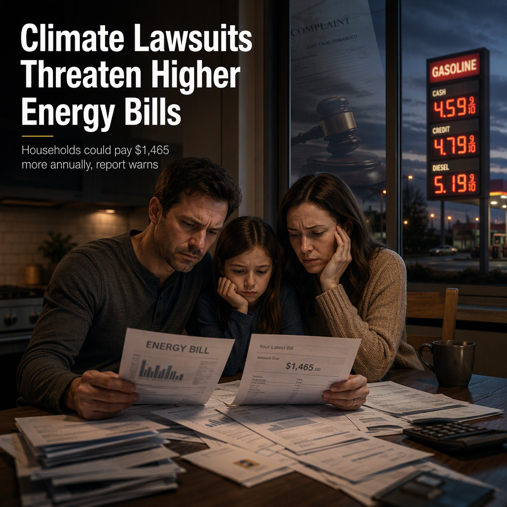 Climate Lawsuits Against Oil and Gas Firms Could Raise U.S. Household Energy Costs by $1,465 Annually, Report Warns