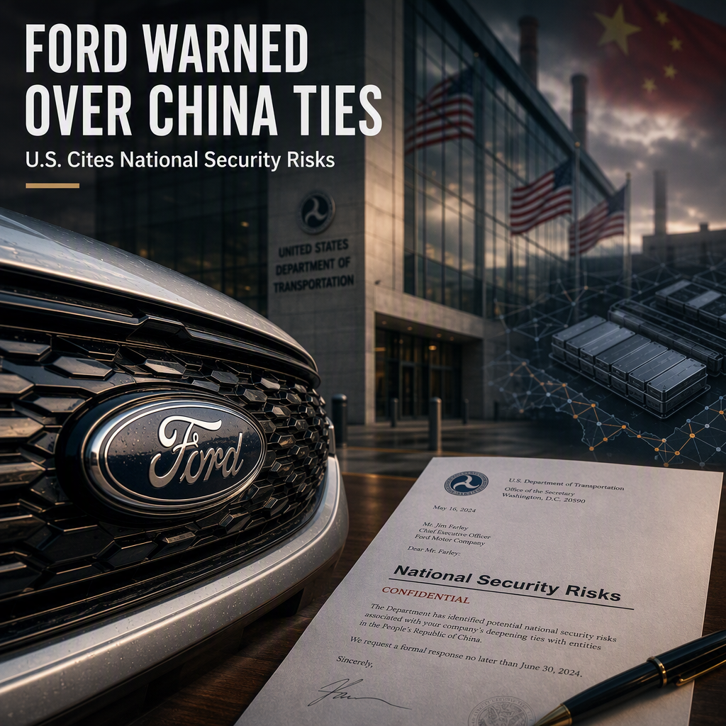 U.S. Transportation Secretary Warns Ford Over Deepening China Ties, Citing National Security Risks
