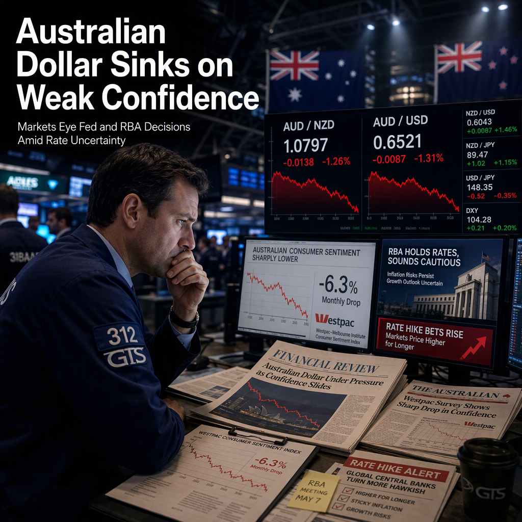 Australian Dollar Slides Against Kiwi as Consumer Confidence Drops, While Eyes Remain on US Fed and RBA Moves