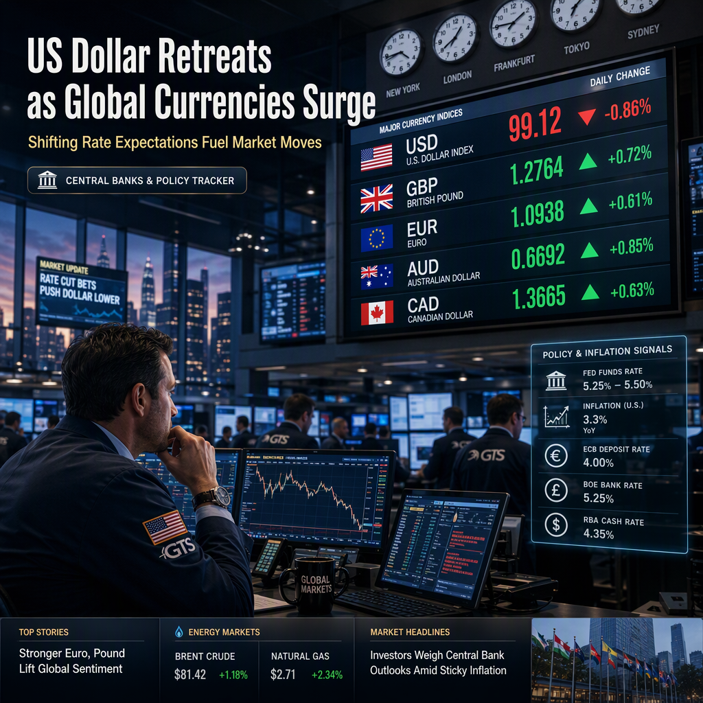 US Dollar Retreats as Global Currencies Gain Amid Shifting Rate Expectations and Mixed Economic Signals