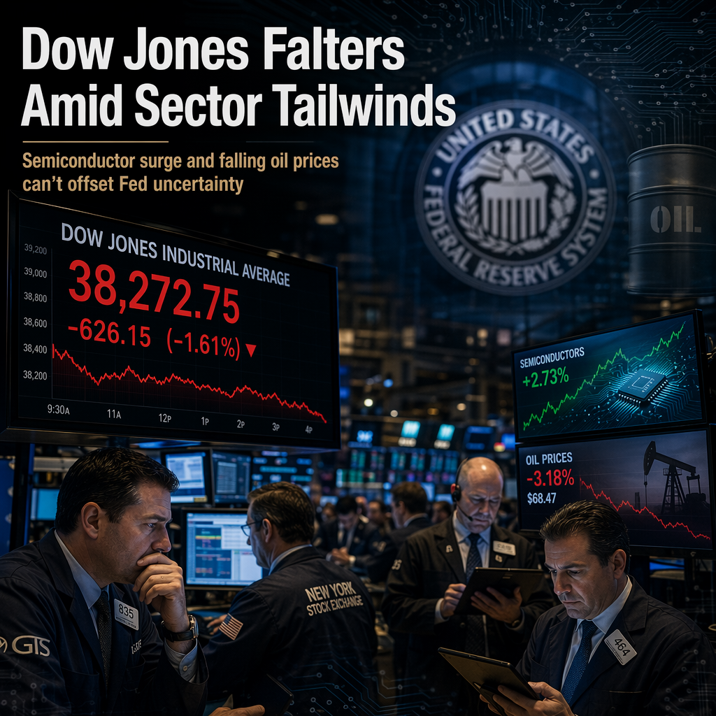Dow Jones Stumbles Despite Semiconductor Surge and Falling Oil Prices Amid Fed Uncertainty