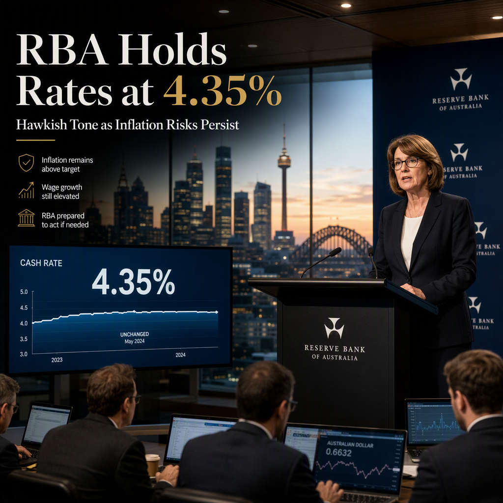 RBA Holds Rates Steady at 4.35% but Signals Hawkish Stance Amid Inflation Risks