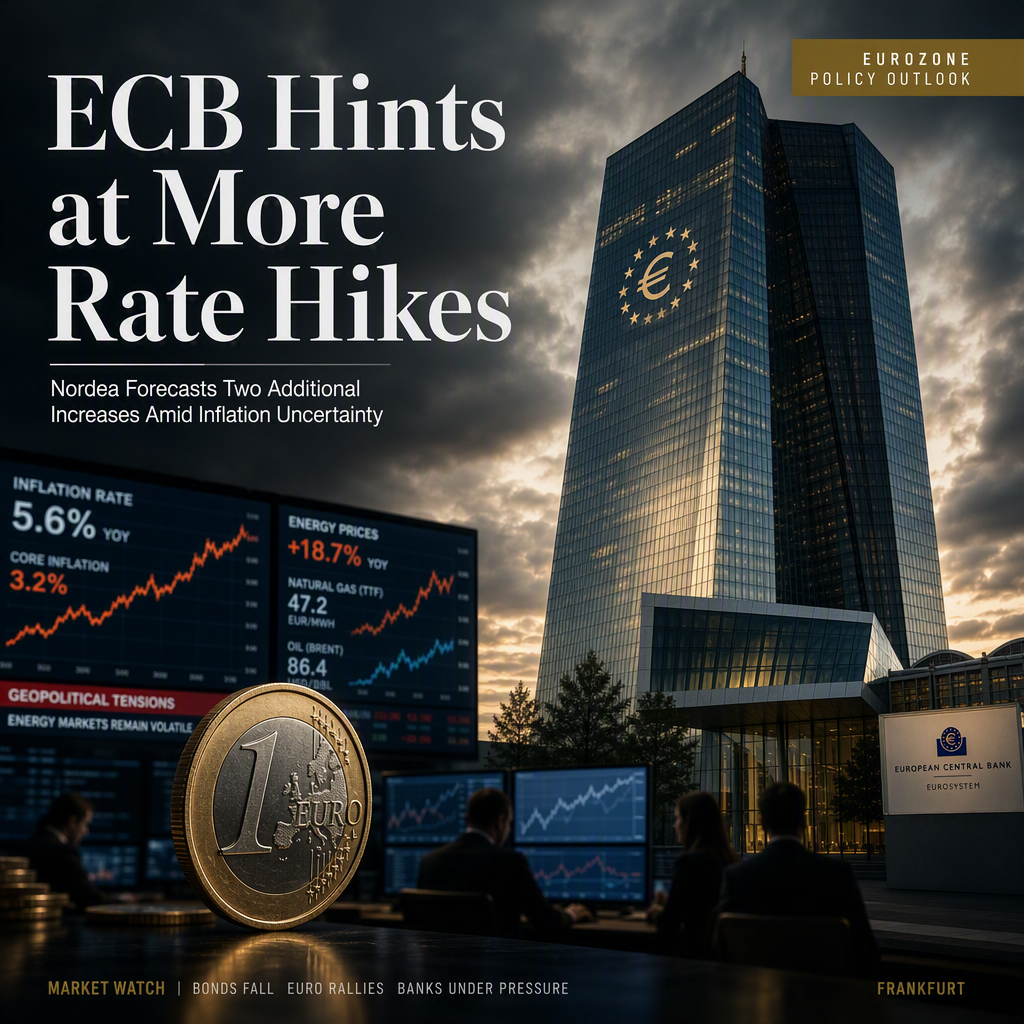 ECB Signals Further Rate Hikes Amid Persistent Inflation, Nordea Expects Two More Increases