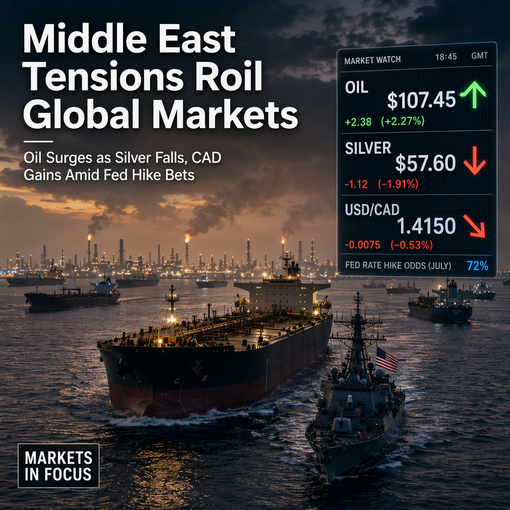 Middle East Tensions Drive Oil Surge, Impacting Silver and Canadian Dollar as Fed Rate Hike Odds Rise