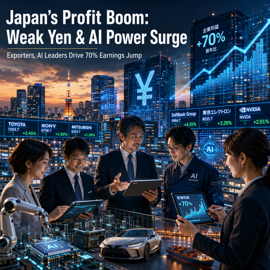 Japanese Listed Companies Report 70% Profit Surge on Weak Yen and AI Boom