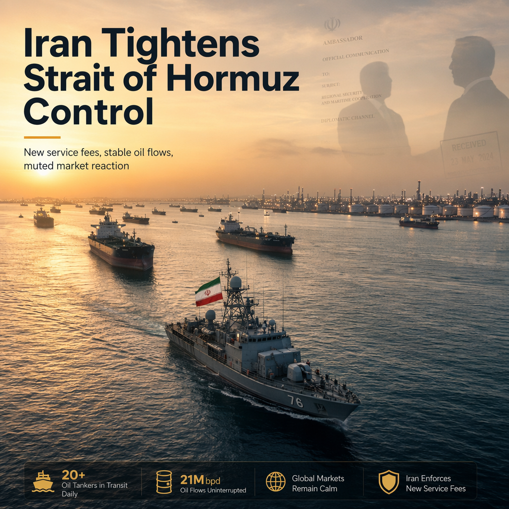 Iran to Impose Strait of Hormuz Service Fees Amid Stable Oil Flows; WTI Remains Weak