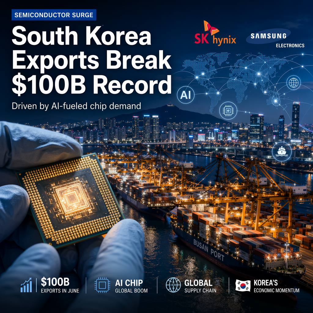 South Korean Exports Hit Record $100 Billion in June on Soaring Chip Demand