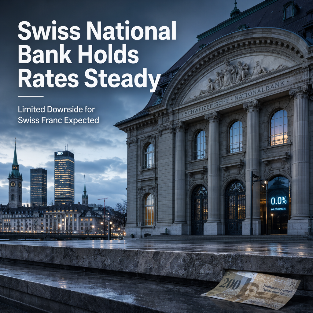 Swiss National Bank Holds Rates Steady Amid Cautious Outlook; Limited Downside for Swiss Franc Expected