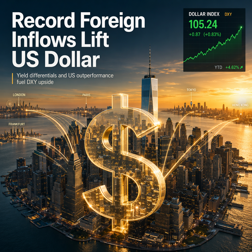 Record Foreign Inflows and Yield Differentials Support US Dollar Index Upside, Says BBH