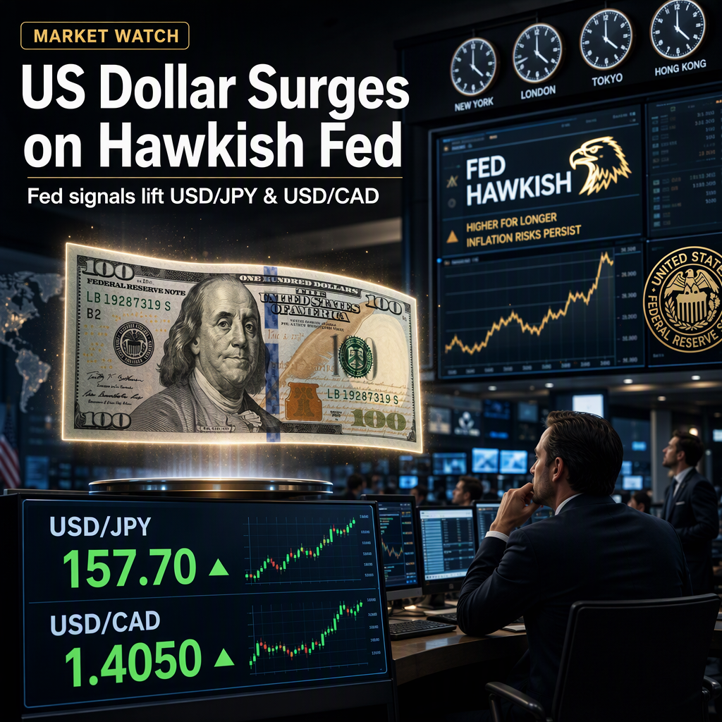 US Dollar Strengthens on Hawkish Fed Signals, Lifting USD/JPY and Supporting USD/CAD
