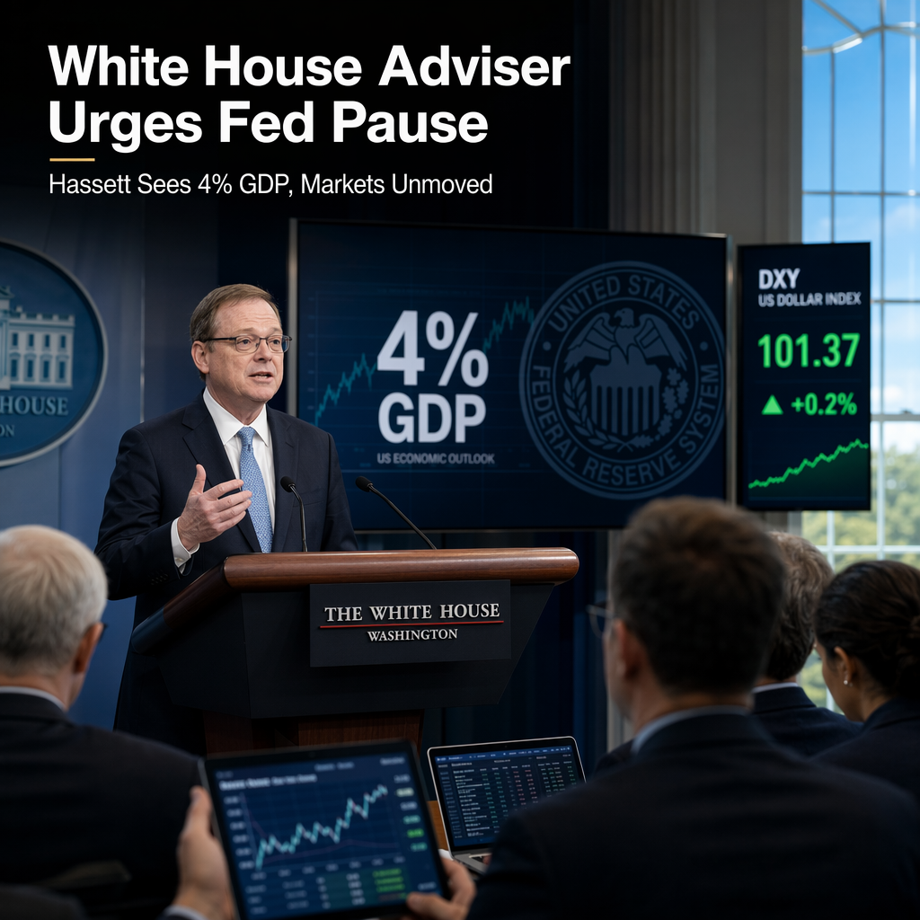 White House Adviser Hassett Warns Against Fed Rate Hike, Expects 4% US GDP Growth