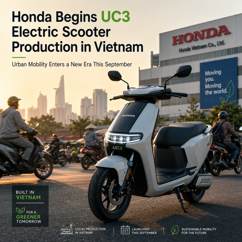 Honda to Launch UC3 Electric Scooter Production in Vietnam by September