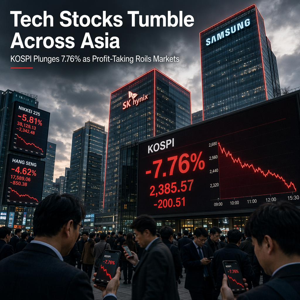 Asian Tech Stocks Plunge as KOSPI Suffers 7.76% Slump Amid Profit-Taking