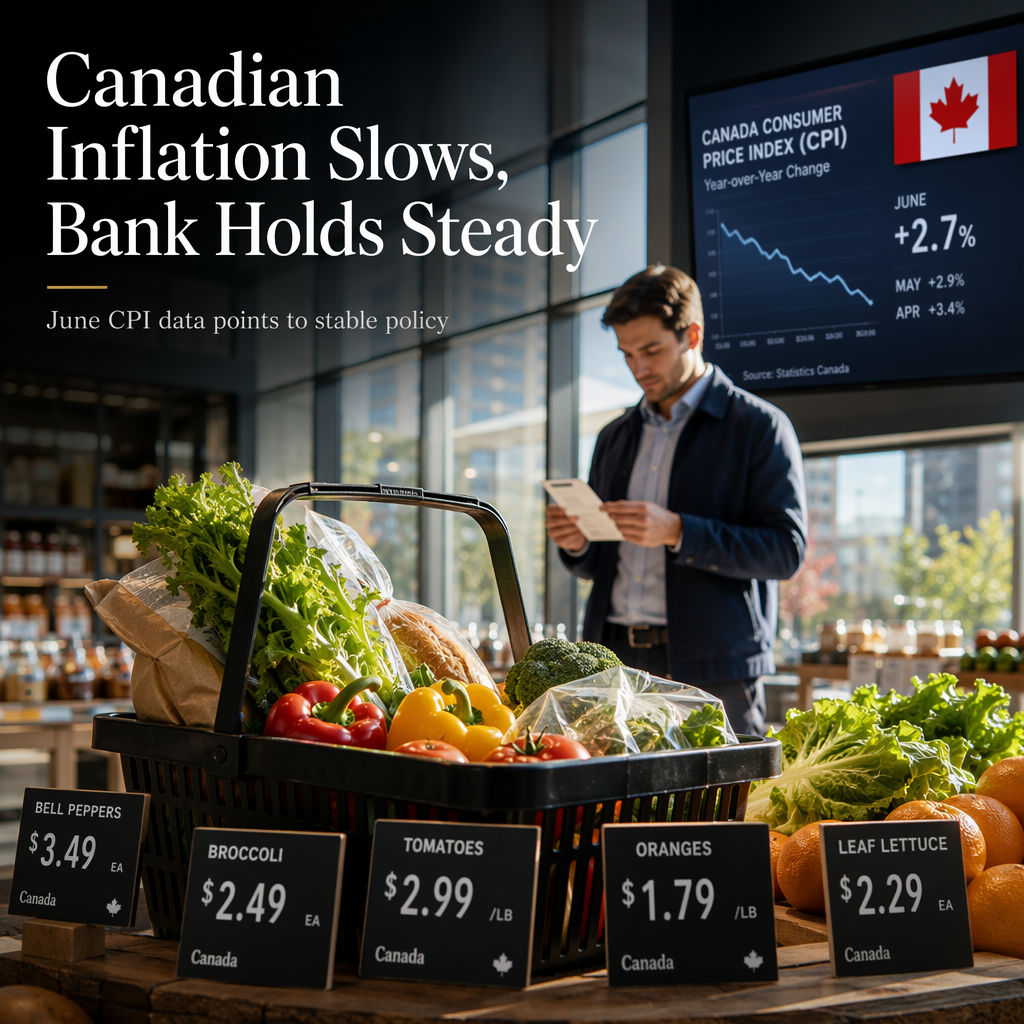 Canadian Inflation Cools in June, Supporting Steady Bank of Canada Policy