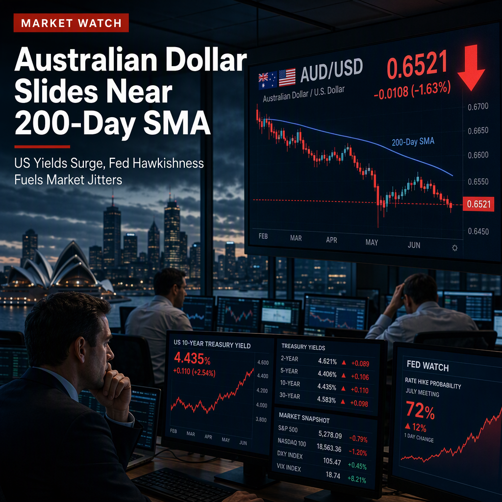 Australian Dollar Slides to 200-Day SMA as US Yields Surge and Fed Hawkishness Grows