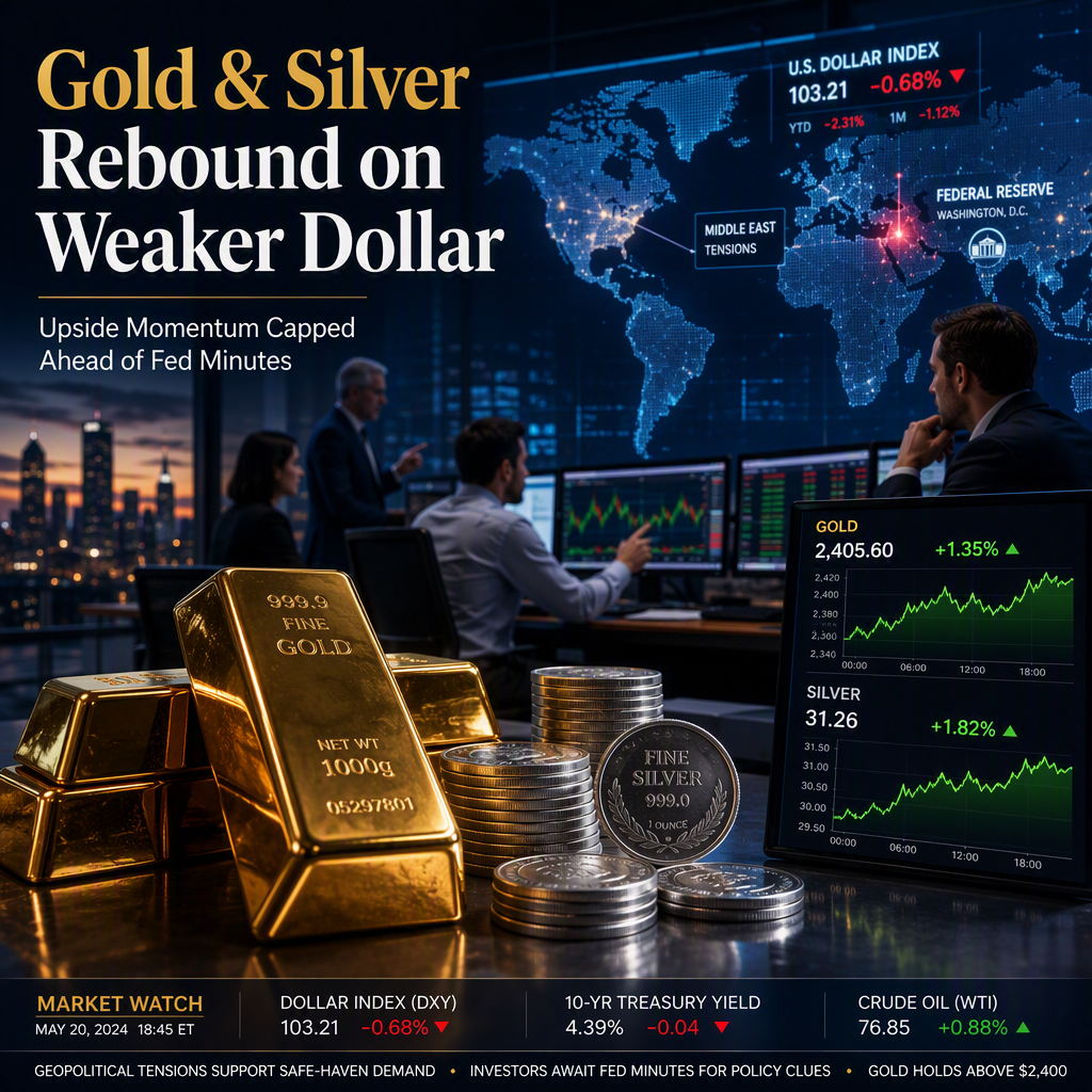 Gold and Silver Prices Rebound Amid US Dollar Weakness, But Upside Momentum Remains Limited Ahead of Fed Minutes