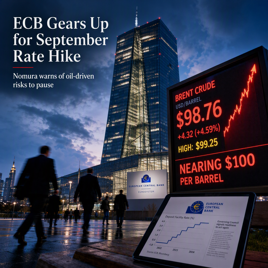 Nomura Expects ECB to Hike Rates in September Amid Oil Price Risks, Then Pause