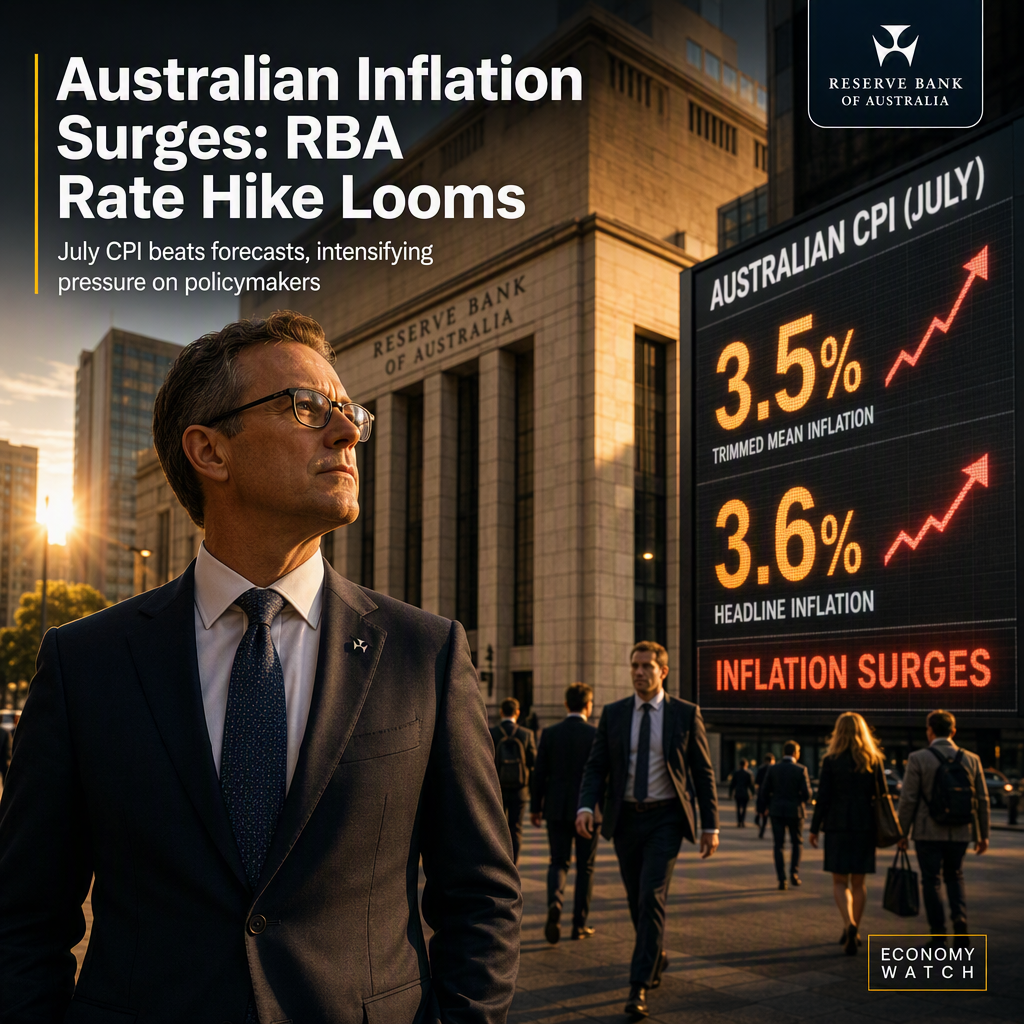 Australian July CPI Surges, Raising Odds of RBA Rate Hike by Year-End