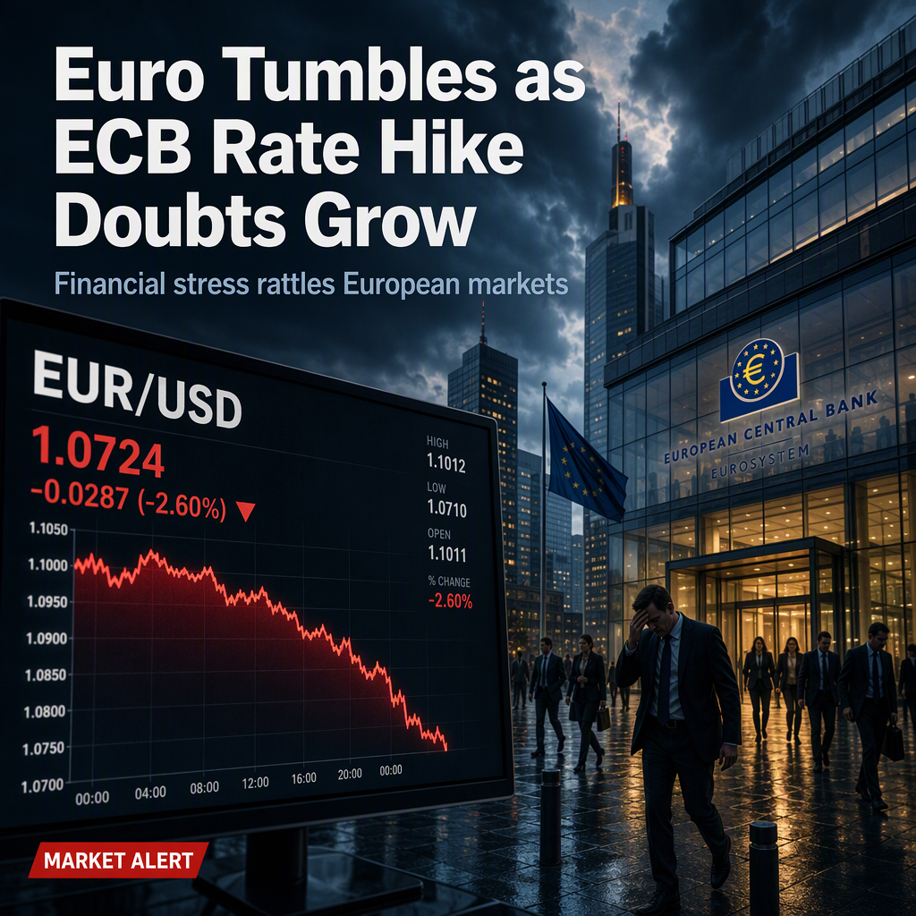 EUR/USD Drops Sharply Amid Eurozone Financial Stress and ECB Rate Hike Doubts