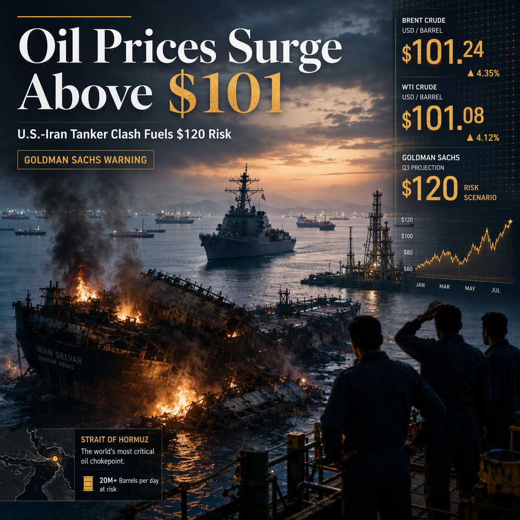 Oil Prices Surge Above $101 as U.S. Destroys Iranian Tankers, Goldman Warns of $120 Risk