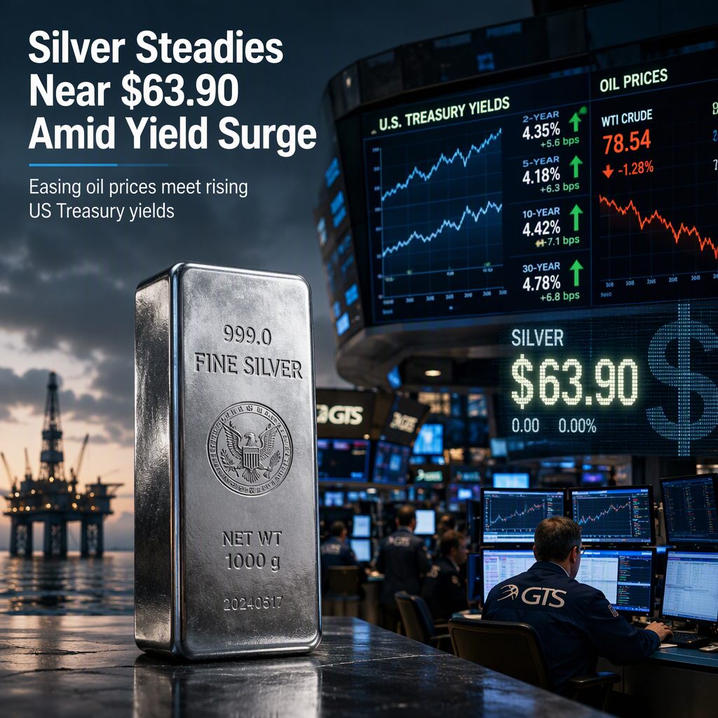 Silver Holds Steady Near $63.90 as US Treasury Yields Surge and Oil Prices Ease