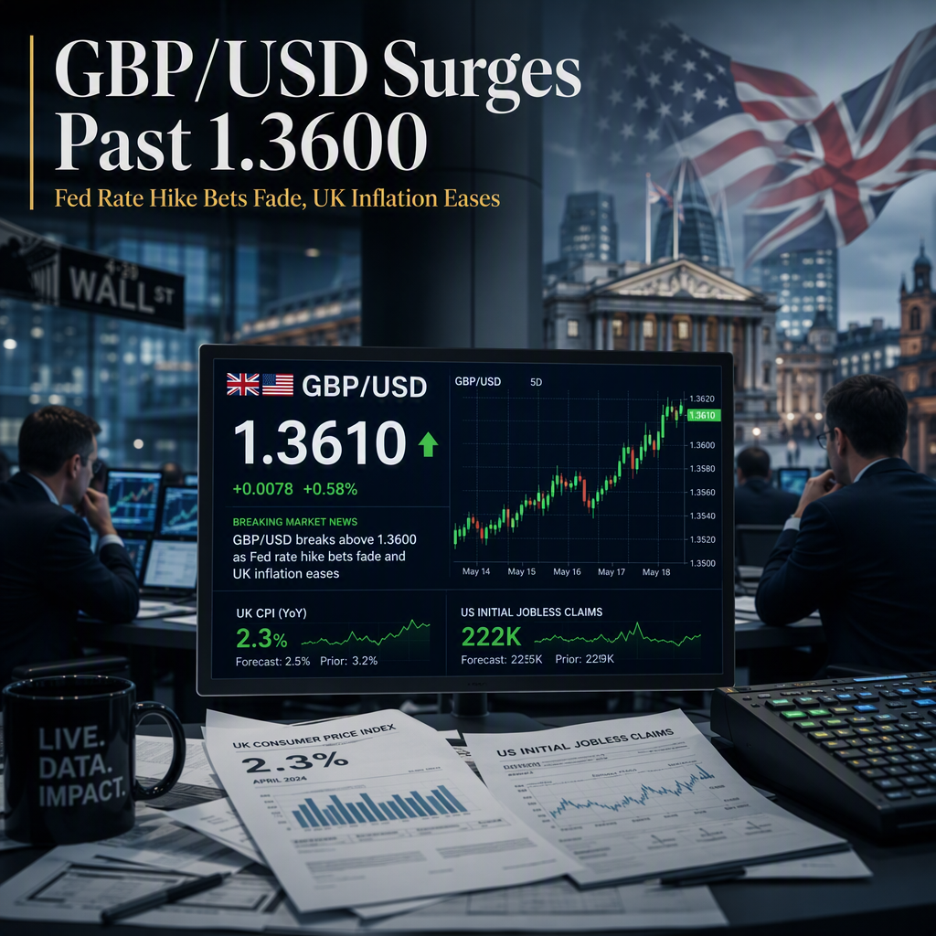 GBP/USD Rises Above 1.3600 as Fed Rate Hike Bets Fade and UK Data Eases Inflation Concerns