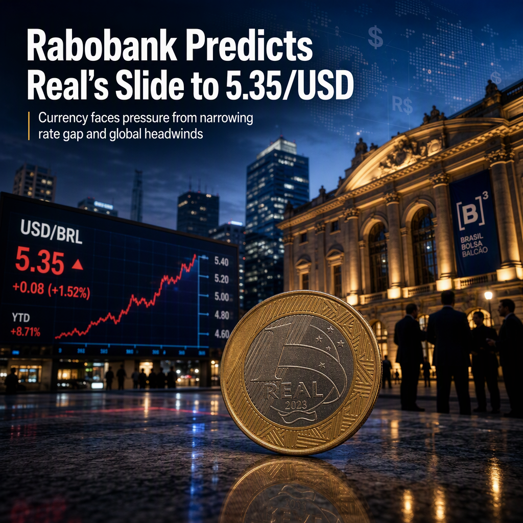 Rabobank Sees Brazilian Real Weakening to 5.35/USD by Year-End Amid Narrowing Rate Differential