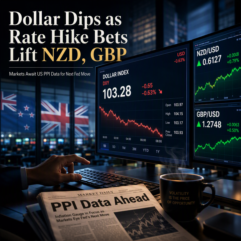 US Dollar Weakens as Markets Await PPI Data; NZD and GBP Edge Higher Amid Rate Hike Speculation