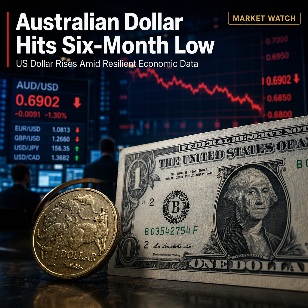 Australian Dollar Slides Toward 0.69 as US Dollar Strengthens Amid Resilient Economic Data