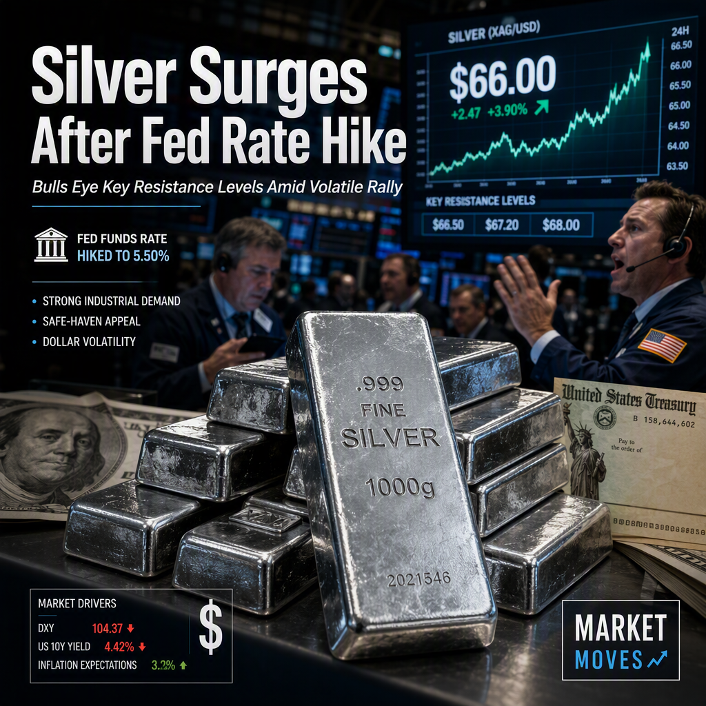 Silver Surges Over 3.9% After Fed Rate Hike, Bulls Eye Key Resistance Levels