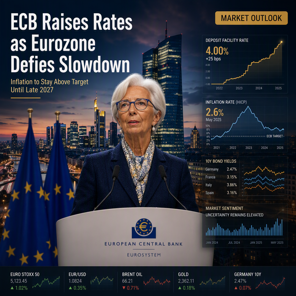 ECB Raises Rates Amid Surprising Economic Resilience, Signals Inflation Above Target Until Late 2027