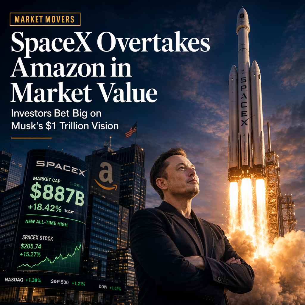 SpaceX Surges Past Amazon in Market Cap After Blockbuster IPO, Eyes $1 Trillion Revenue by 2030
