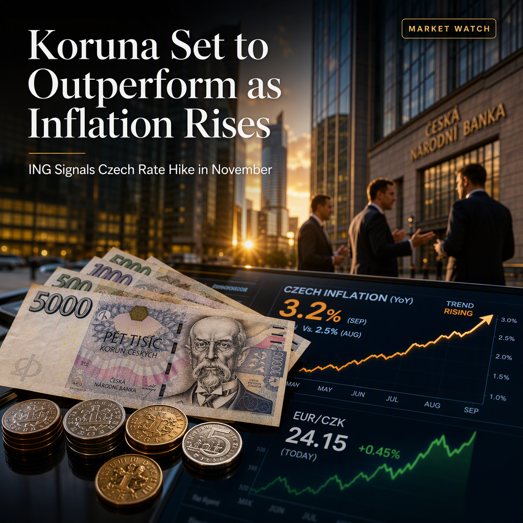 Czech Koruna Poised to Outperform as Inflation Surges, ING Says